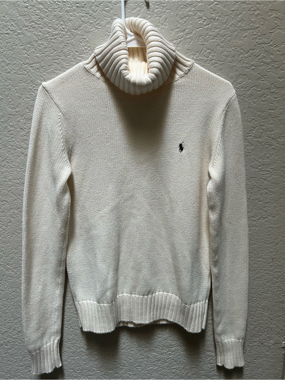 Classic Polo Ralph Lauren Ivory Roll Neck Knit Top Minimalist